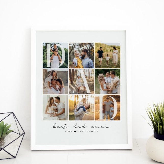 Modern bästa Pappa någonsin skript 9 Photo Grid Pa Poster (Skapare uppladdad)