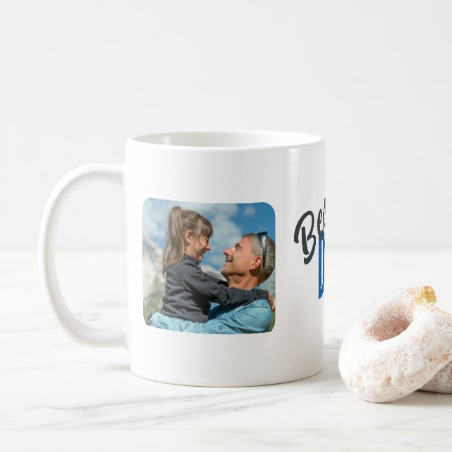Modern Bästa Pappa Två Foto Kaffe Mugg (Med munk)