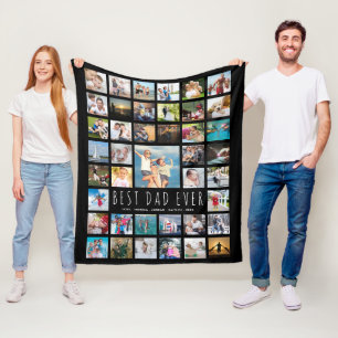 Modern BÄSTA PAPPAN NÅGONSIN 41 Bildcollage Svart Fleecefilt