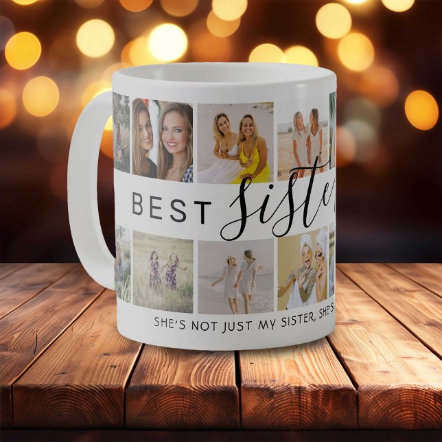 Modern 'Bästa syster någonsin' fotokollage Kaffemugg (Skapare uppladdad)