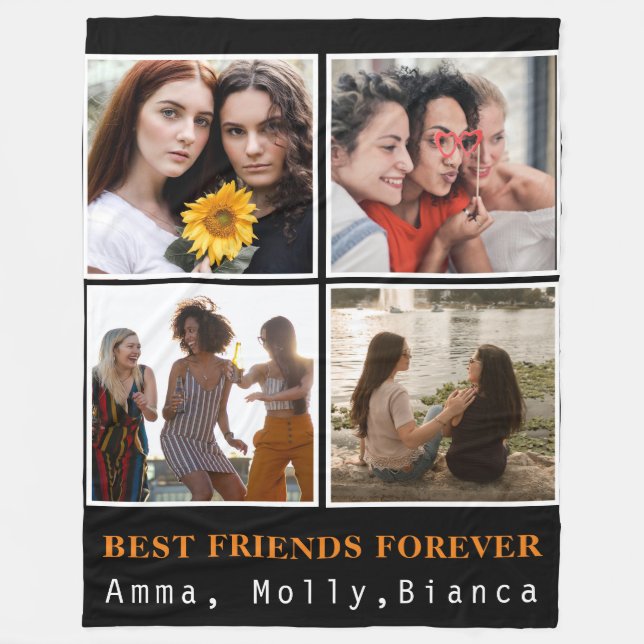 Modern bästa vän för fotokollage | Bestie Fleecefilt (Framsidan)