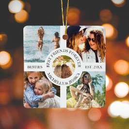 Modern bästa vän för fotokollage | Bestie Julgransprydnad Keramik