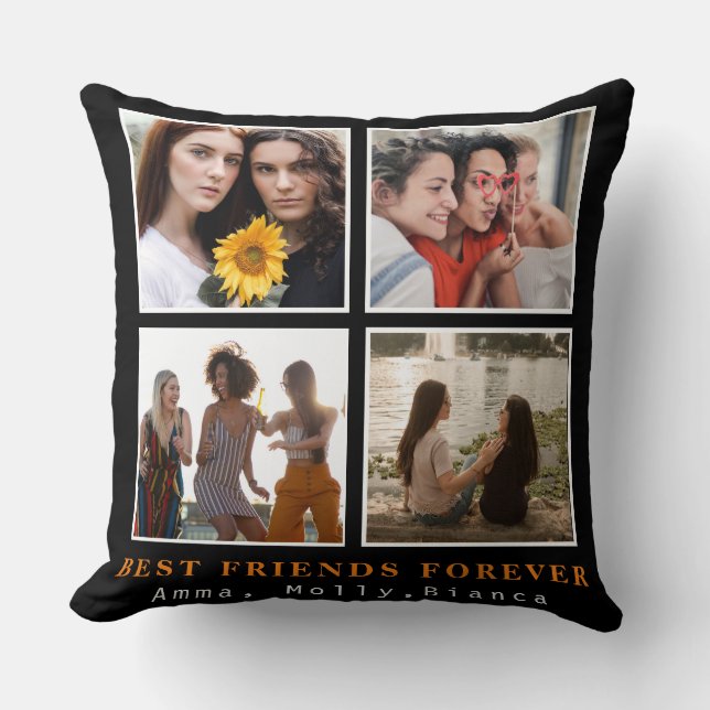 Modern bästa vän för fotokollage | Bestie Kudde (Framsida)