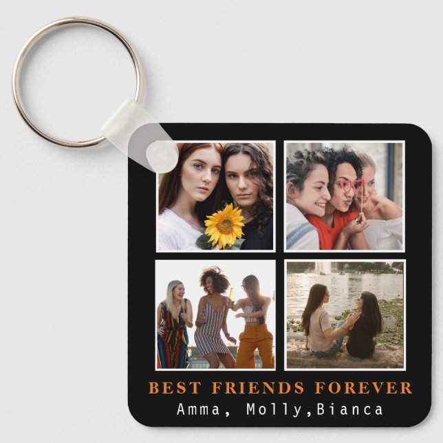 Modern bästa vän för fotokollage | Bestie Nyckelring (Framsida)