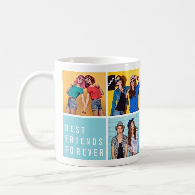 Modern bästa vän för fotokollage kaffemugg (Vänster)