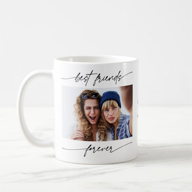 Modern bästa vän för fotoskripttypografi kaffemugg (Vänster)