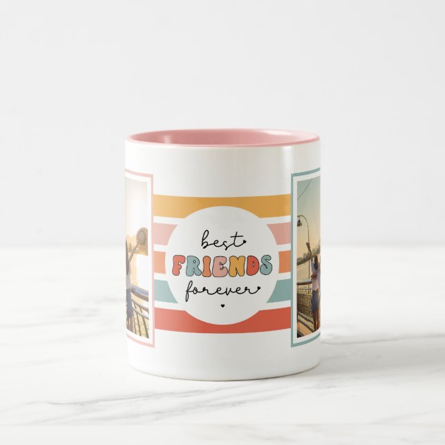 Modern bästa vän för Retro Anpassningsbar Photo Två-Tonad Mugg (Center)