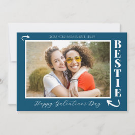 Modern bästa vän Galentins dag Bestie-fotot Julkort