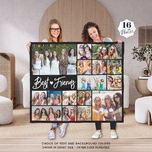 Modern bästa vänner 16 fotokollage din Färg Fleecefilt