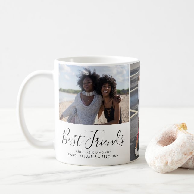 Modern Bästa Vänner 3 Foto Kollage BFF Besties Kaffemugg (Med munk)