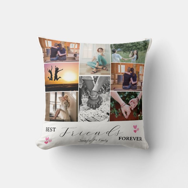Modern bästa vänner 4-någonsin 6 fotokollage kudde (Framsida)