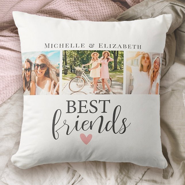 Modern Bästa vänner, bästa vänner, fotosamling Kudde (This pillow makes an awesome gift for your bestie! personalize it with fun photos and your names)