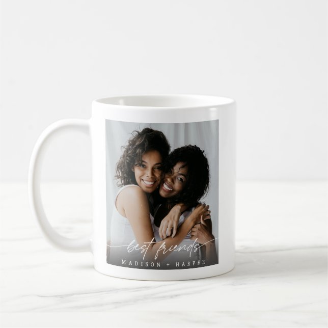 Modern Bästa Vänner BFF Foto-manus Kaffemugg (Vänster)