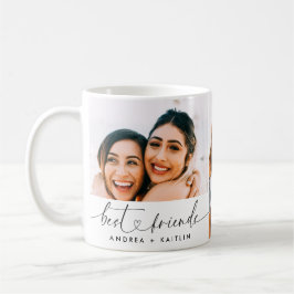 Modern Bästa vänner BFF Heart-skript, tre foto Kaffemugg