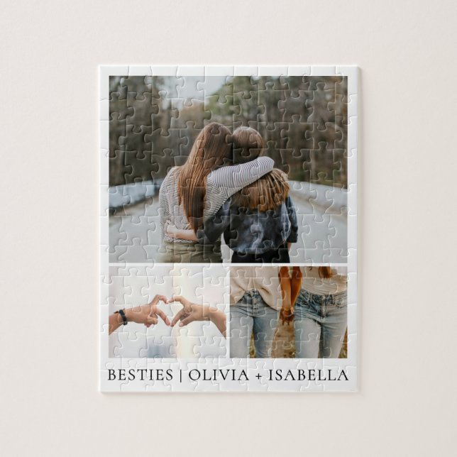 Modern Bästa Vänner Enkel Bästa Vänner Foto Collag Pussel (Vertikal)