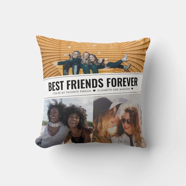 Modern bästa vänner för BFF 3-fotokollage Kudde (Framsida)