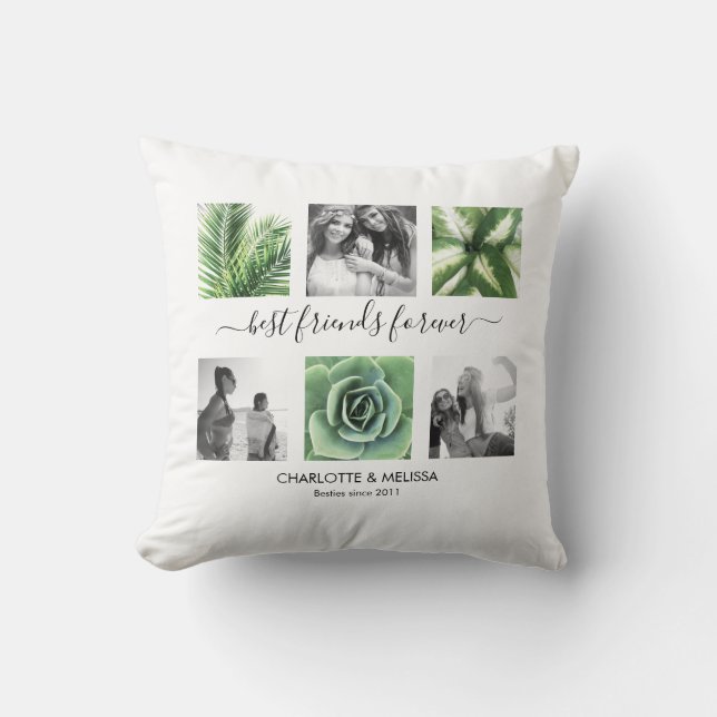 Modern bästa vänner för evigt fotokollage kudde (Framsida)