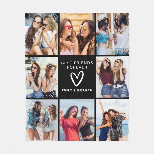 Modern bästa vänner för Photo Collage Namn Fleecefilt (Framsidan)