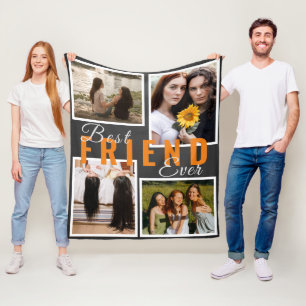 Modern BÄSTA VÄNNER FÖRE FOTOkollage Grått Fleecefilt