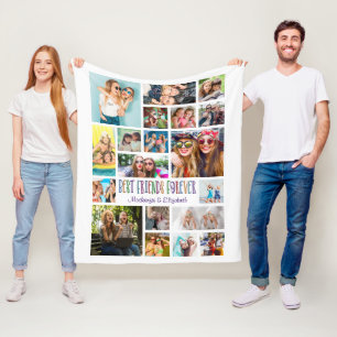 Modern BÄSTA VÄNNER FRÄMJAR fotokollage-färgstark Fleecefilt