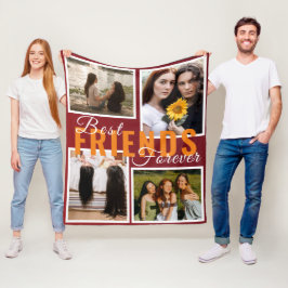 Modern BÄSTA VÄNNER FRÄMST Fotokollage Red Fleecefilt