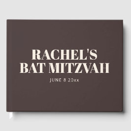 Modern Bat Mitzvah Brown Personalized Name Memory Gästböcker