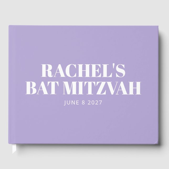 Modern Bat mitzvah Lavender Lila Personlig Gästböcker (Framsida)