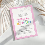 MODERN BAT MITZVAH regnbåge färg vågigt gräns rosa Inbjudningar<br><div class="desc">by kat masard >> https://linktr.ee/simplysweetpaperie <<< En modern, helt enkelt klassinbjudan till ditt barns PUB, Fladdermus eller B'NAI MITZVAH TIP: 1. Om du vill ändra/flytta grafik & typsnitt och lägga till mer text - slått knappen "anpassa". - - - - - - - - - - - - - -...</div>