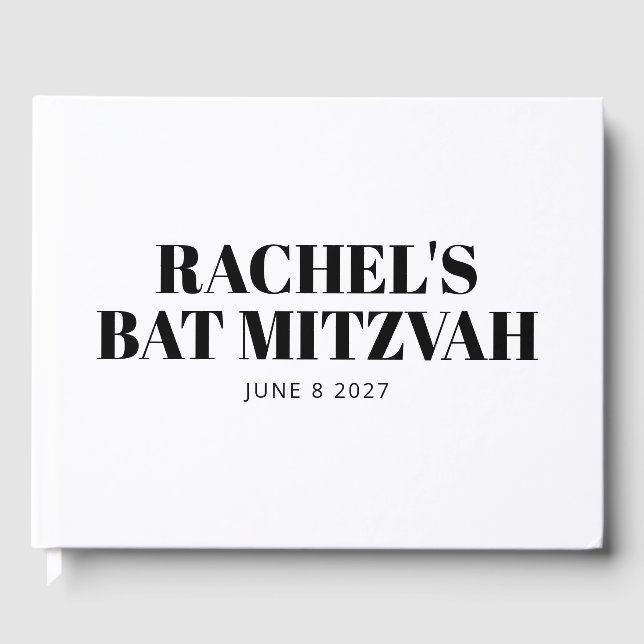 Modern Bat mitzvah svartvitt-Personlig Gästböcker (Framsida)