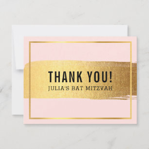 MODERN BAT MITZVAH tack för att rosan borstat guld Kort