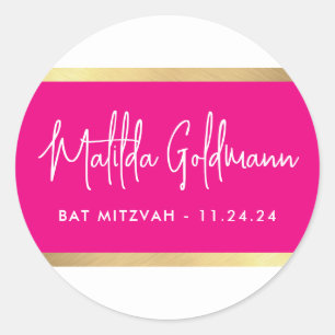 MODERN bat mitzvah ultratrendig rosa guld Runt Klistermärke