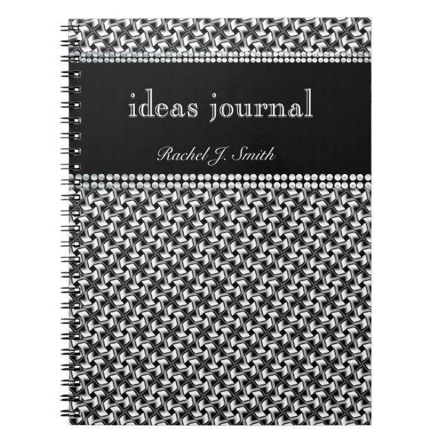 Modern Batik BlackWhite mönster Journal Anteckningsbok Med Spiral (Framsidan)