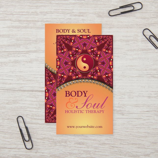 Modern Batik New Age Holistic Affärskort Visitkort (Fram/Back In Situ)