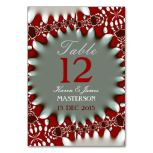 Modern Batik Red+White Bröllop-Bordsnummer-kort Bordsnummer