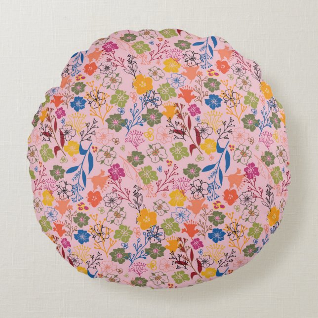 Modern Batik Rosenskugga Rund Kudde (Framsidan)