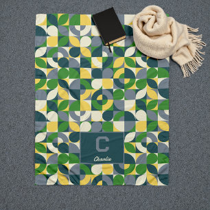 Modern Bauhaus Abstrakt Geometric Monogram Mönster Fleecefilt
