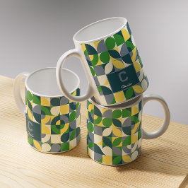 Modern Bauhaus Abstrakt Geometric Monogram Mönster Kaffemugg