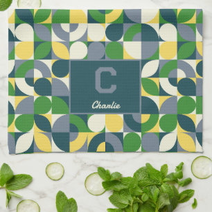 Modern Bauhaus Abstrakt Geometric Monogram Mönster Kökshandduk