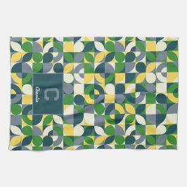 Modern Bauhaus Abstrakt Geometric Monogram Mönster Kökshandduk