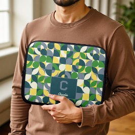 Modern Bauhaus Abstrakt Geometrisk Monogrammönster Laptop Fodral