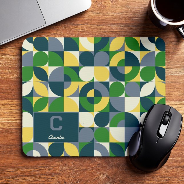 Modern Bauhaus Abstrakt Geometrisk Monogrammönster Musmatta (Skapare uppladdad)