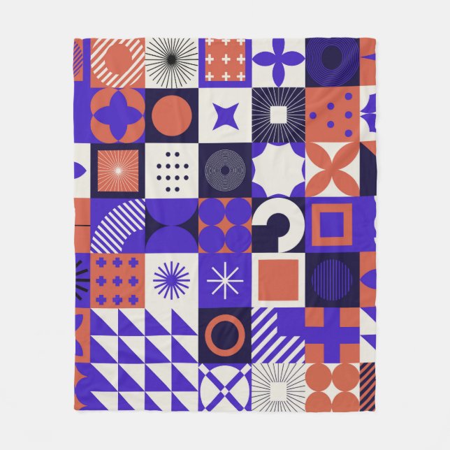 Modern Bauhaus: Bold Geometric Mönster. Fleecefilt (Framsidan)