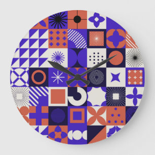 Modern Bauhaus: Bold Geometric Mönster. Stor Klocka