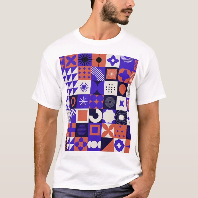 Modern Bauhaus: Bold Geometric Mönster. T Shirt (Framsida)