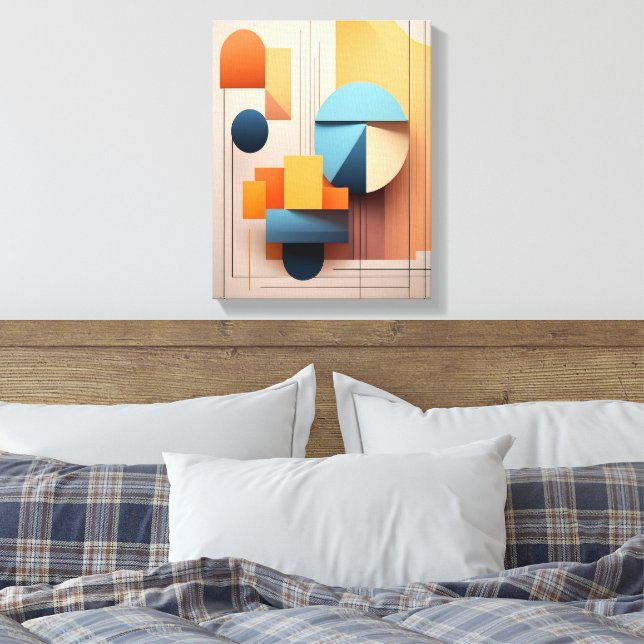 Modern Bauhaus Geometric 3D Abstract Art Gallery Canvastryck (Insitu (sovrum))