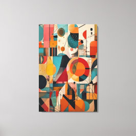 Modern Bauhaus Geometric Teal&Orange Abstract Art Canvastryck