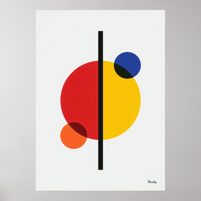 Modern Bauhaus Geometrisk Abstrakt Minimalistisk V Poster (Framsidan)
