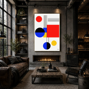 Modern Bauhaus Geometrisk Abstrakt Minimalistisk V Poster