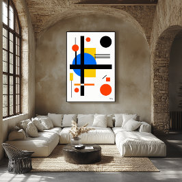 Modern Bauhaus Geometrisk Abstrakt Minimalistisk V Poster
