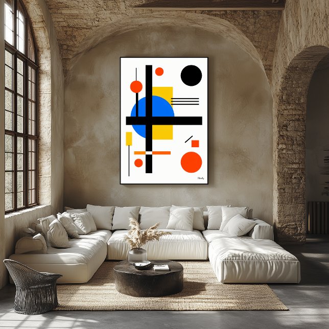 Modern Bauhaus Geometrisk Abstrakt Minimalistisk V Poster (Skapare uppladdad)